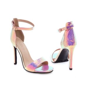 colorful ankle strap heels
