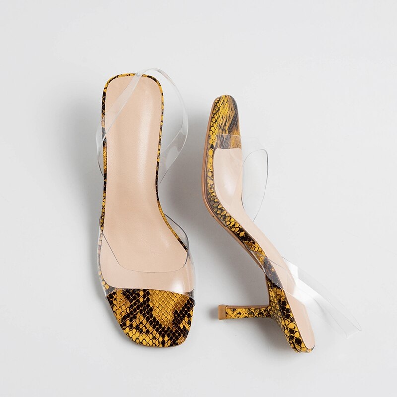 Colorful Snake Skin High Heels Sandals - Image 2