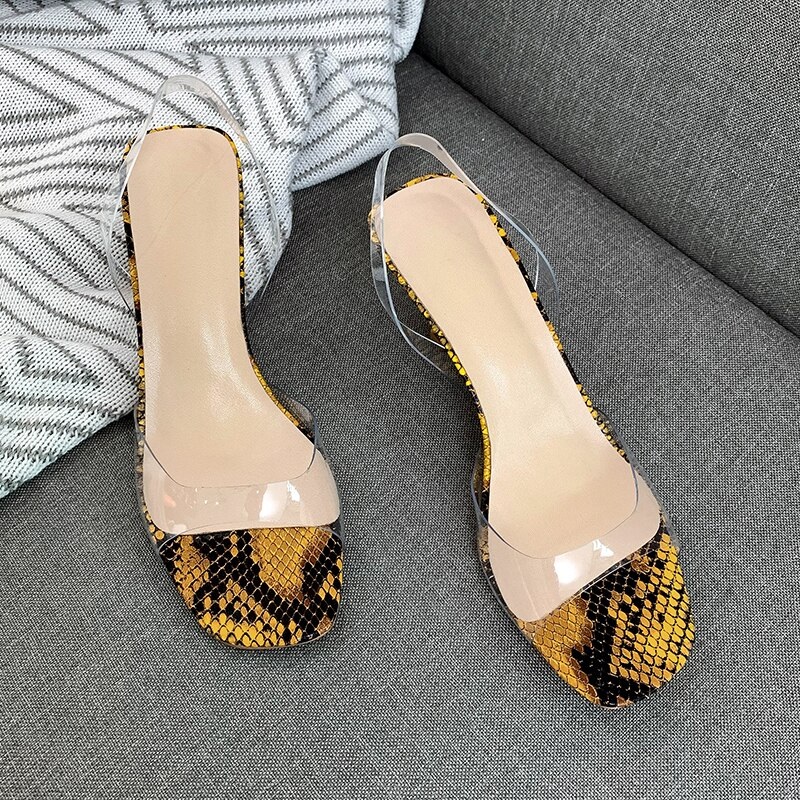 Colorful Snake Skin High Heels Sandals - Image 3