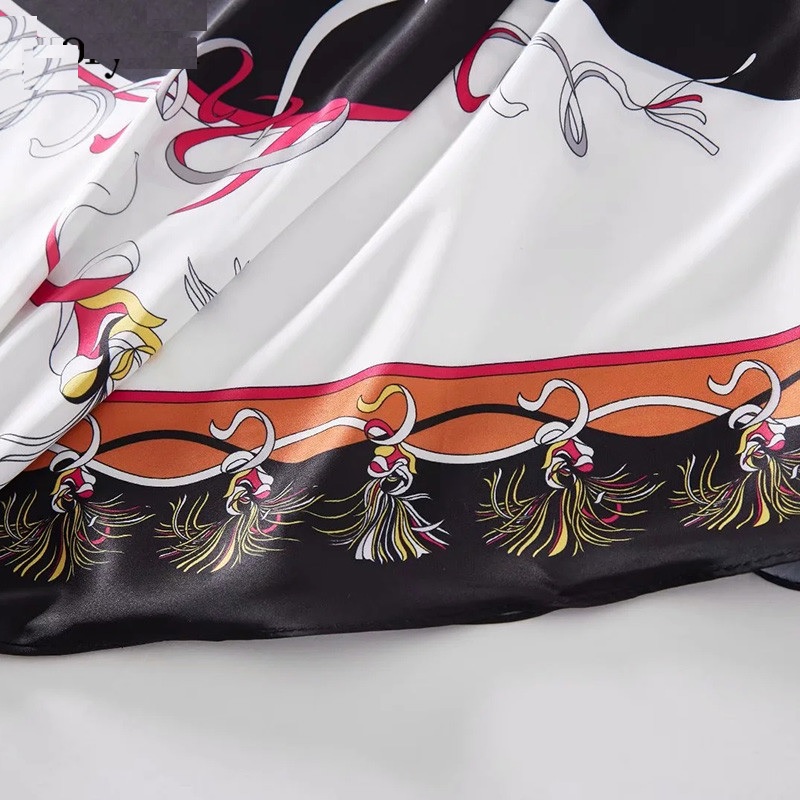 Fashion V-Neck Batwing Sleeve Print Robe Maxi Dress - Image 4