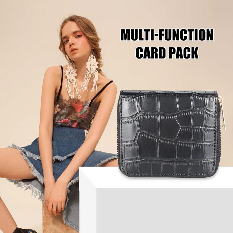 Multi-function Solid PU Leather Short Zipper Wallet - Image 4