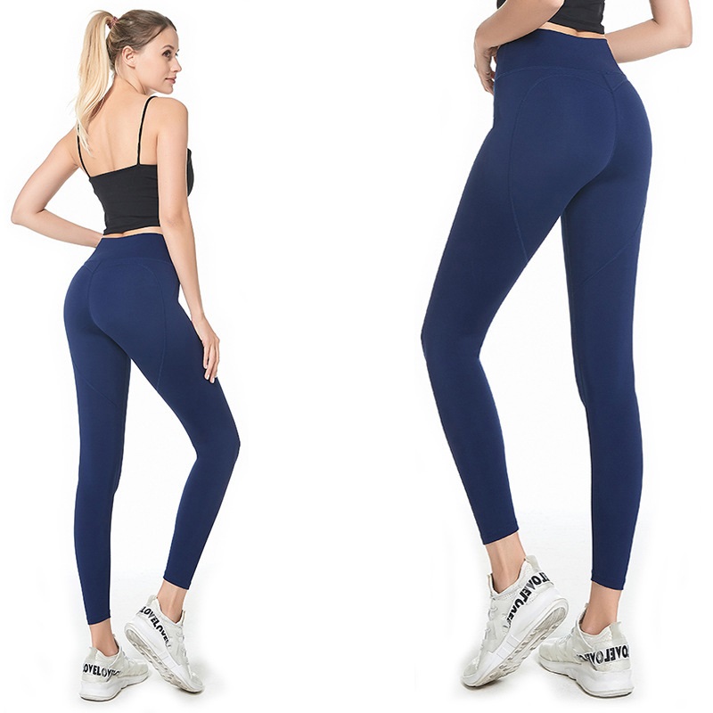 Solid Color Butt Lifter High Waist Sports Leggings - Image 2