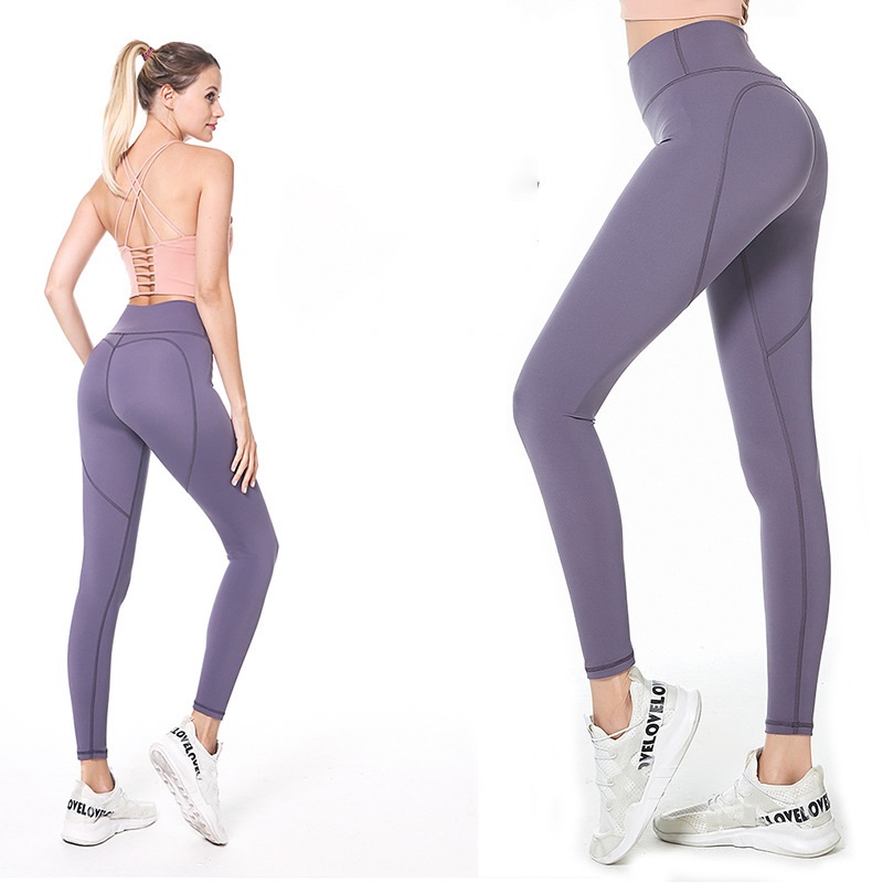 Solid Color Butt Lifter High Waist Sports Leggings - Image 4