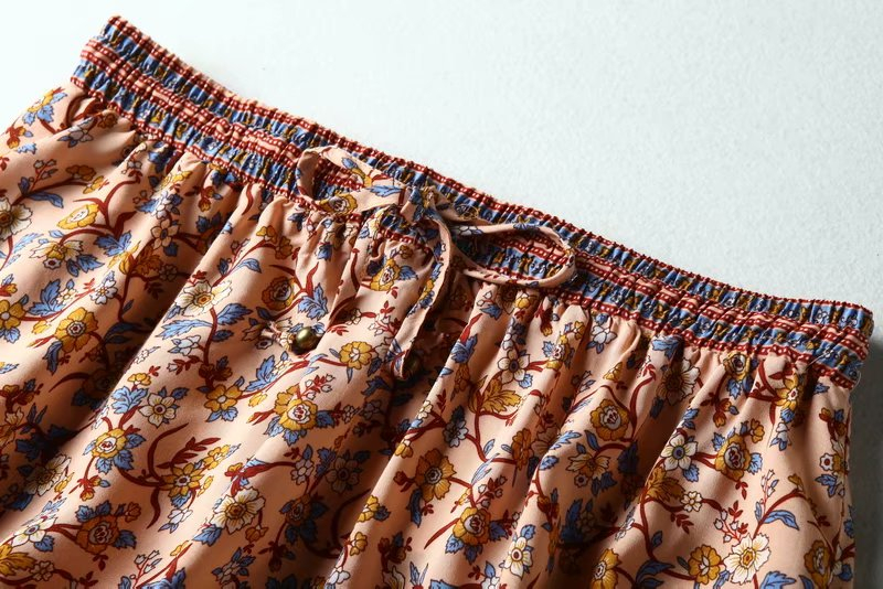 Vintage chic Hippie floral printed beach artistic short skirts - TD Mercado