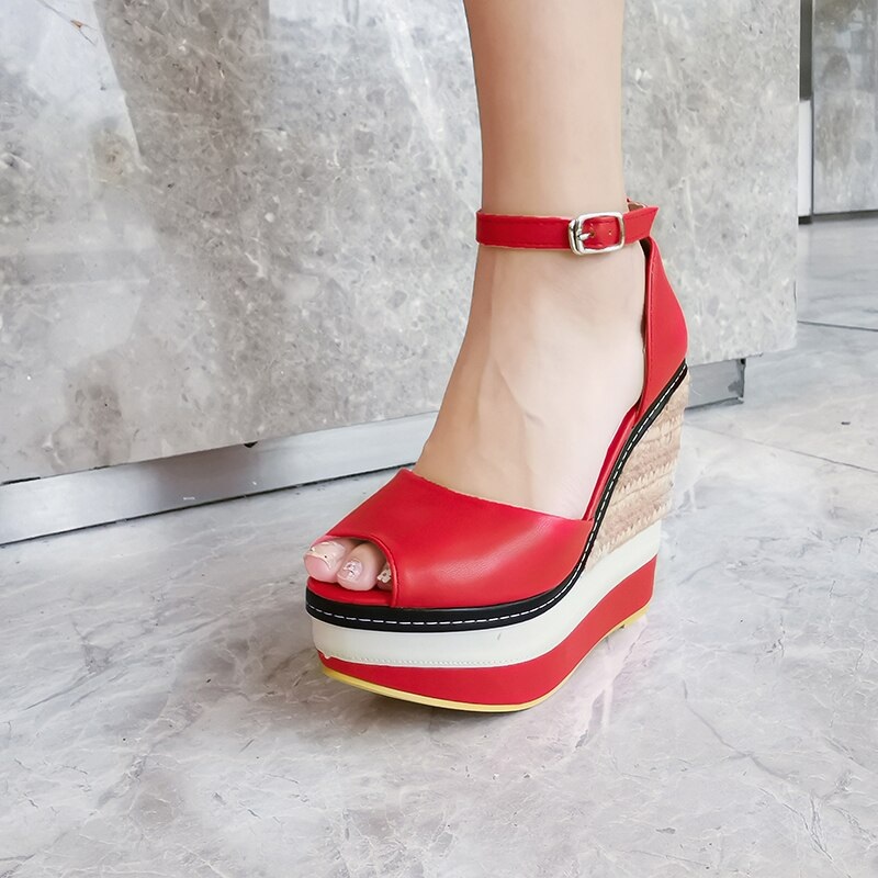 Ankle Strap Buckle High Heels Platform Sandals - TD Mercado