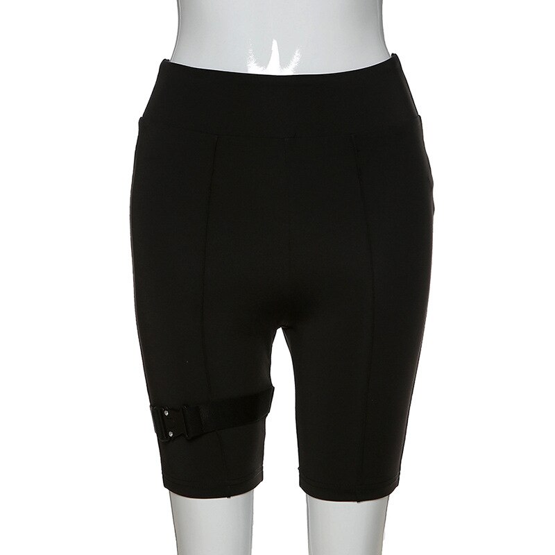 Buckle Belt High Waist Leggings Biker Shorts - Image 5