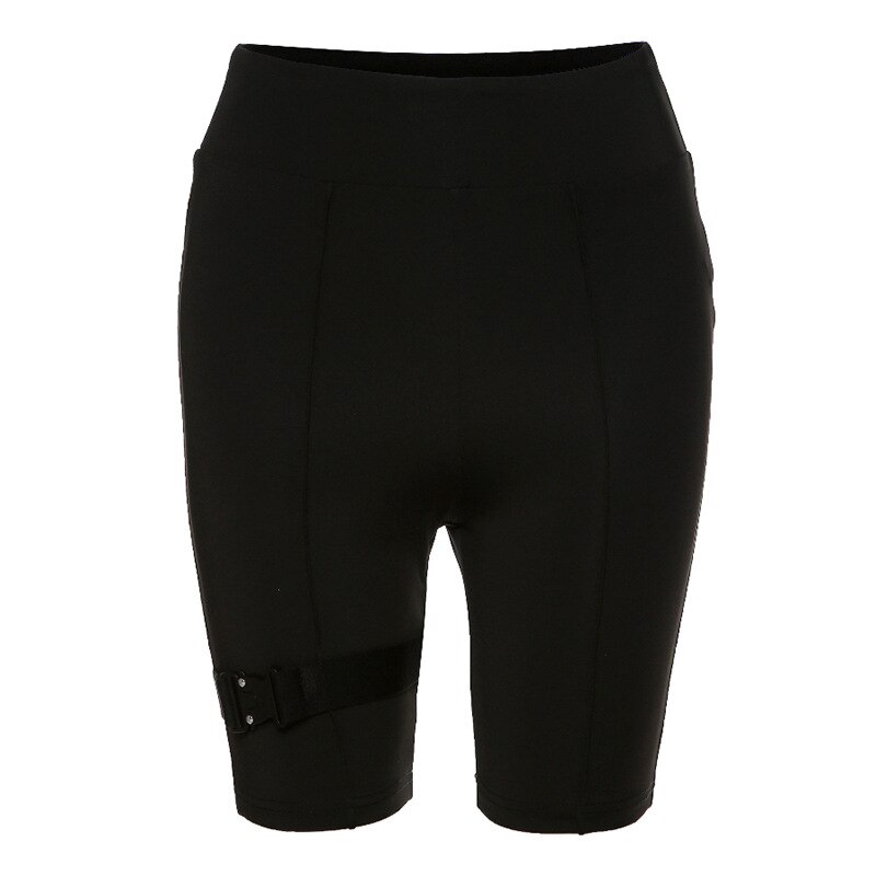Buckle Belt High Waist Leggings Biker Shorts - Image 8