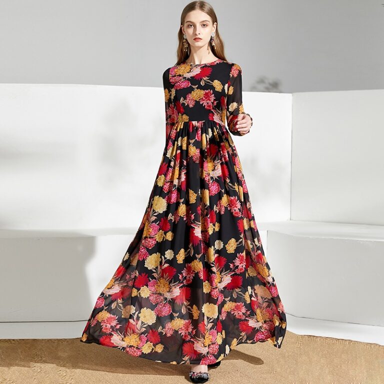 Retro Floral Print Vintage Party Maxi Dresses - TD Mercado