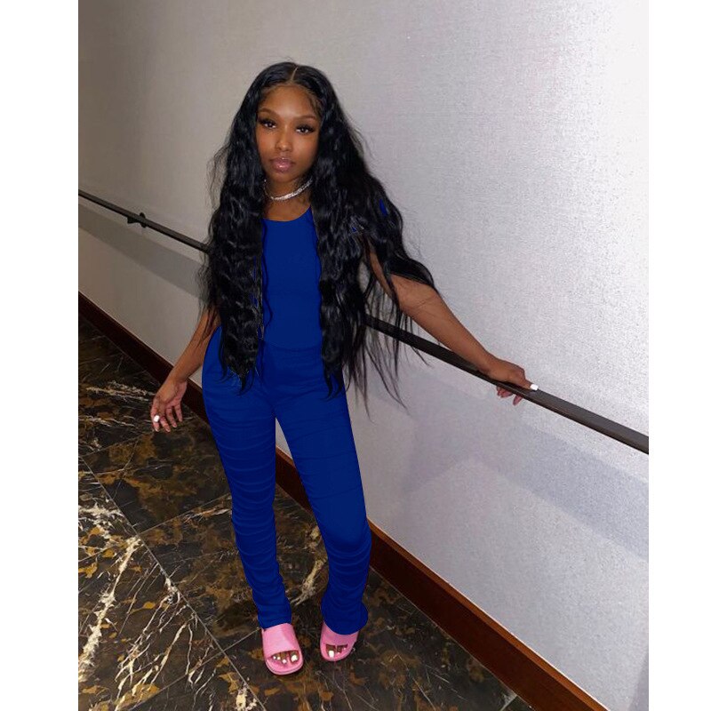 Cotton Crop Top Long Pants Sport Two Piece Set - Image 5