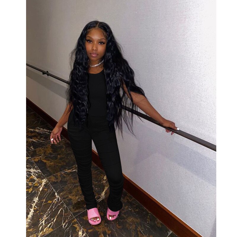 Cotton Crop Top Long Pants Sport Two Piece Set - Image 8