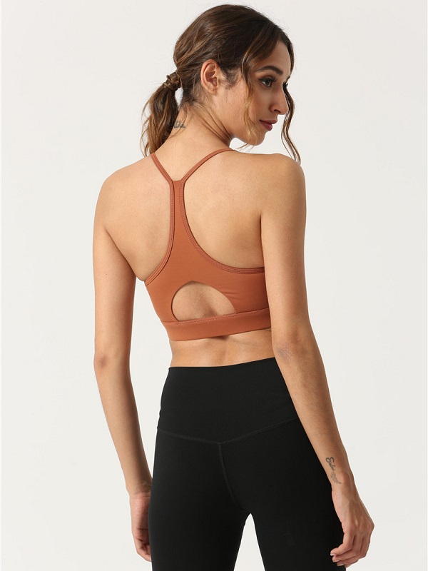 Fixed Shoulder Straps Pure Color Yoga Wear Cropped Cami - Image 2