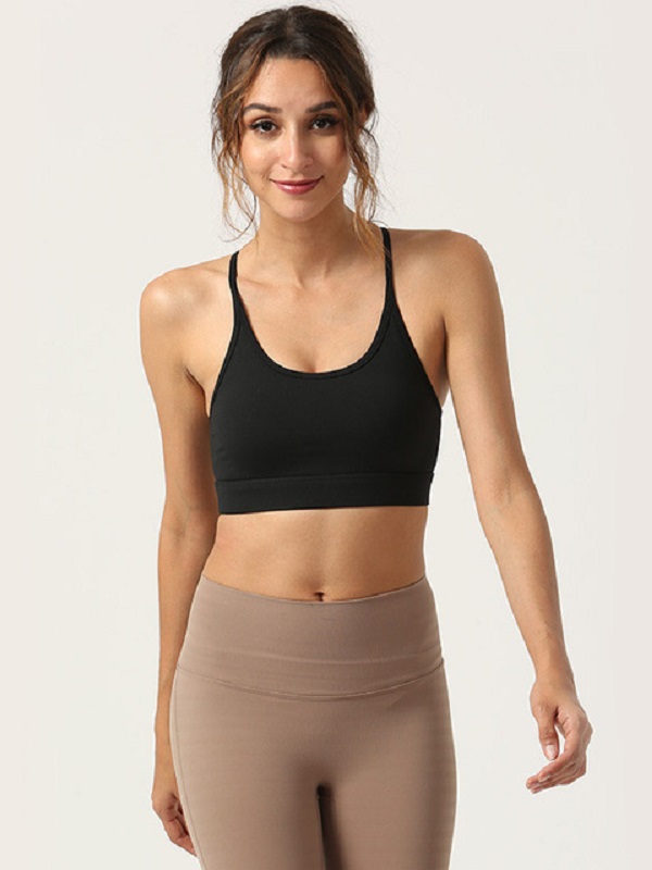 Fixed Shoulder Straps Pure Color Yoga Wear Cropped Cami - Image 4