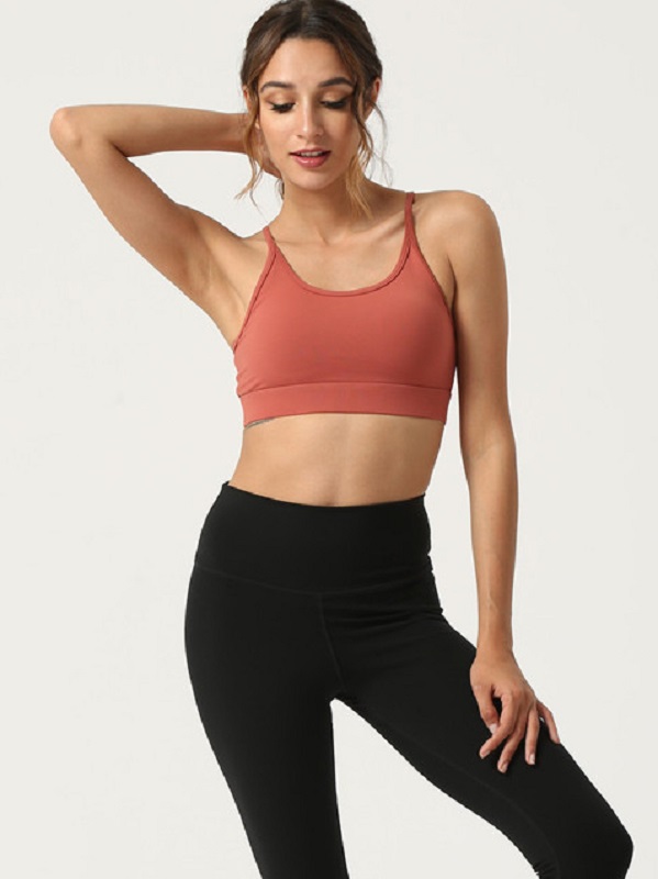 Fixed Shoulder Straps Pure Color Yoga Wear Cropped Cami - Image 6
