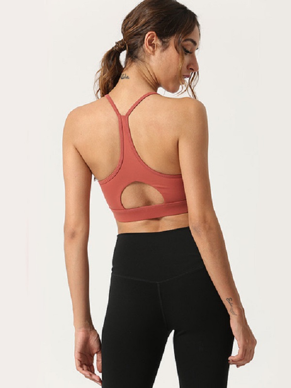 Fixed Shoulder Straps Pure Color Yoga Wear Cropped Cami - Image 7