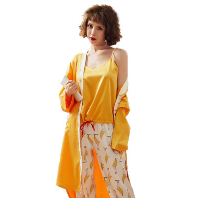 Floral Long Sleeve Pajama Sleepwear 3 PCS - Image 5