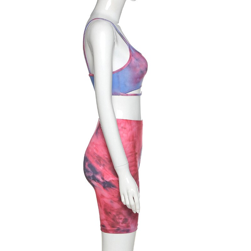 Hollow Out Crop Sleeveless Fitness Shorts Set - Image 6