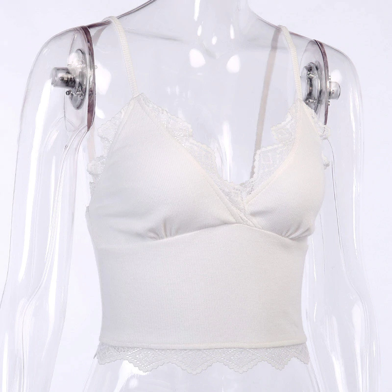 Lace Cotton V-neck Sexy Crop Tops - Image 4