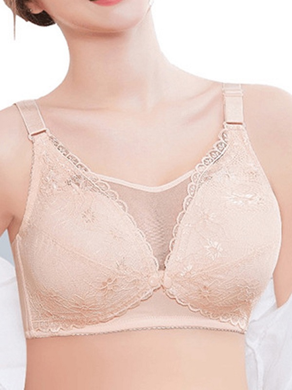 Lace Front Buckle Bralette, Lace Wireless Underwear