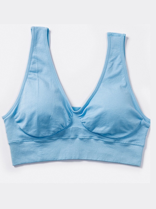 Lace Trim Solid Wire Free Sports Tank Top