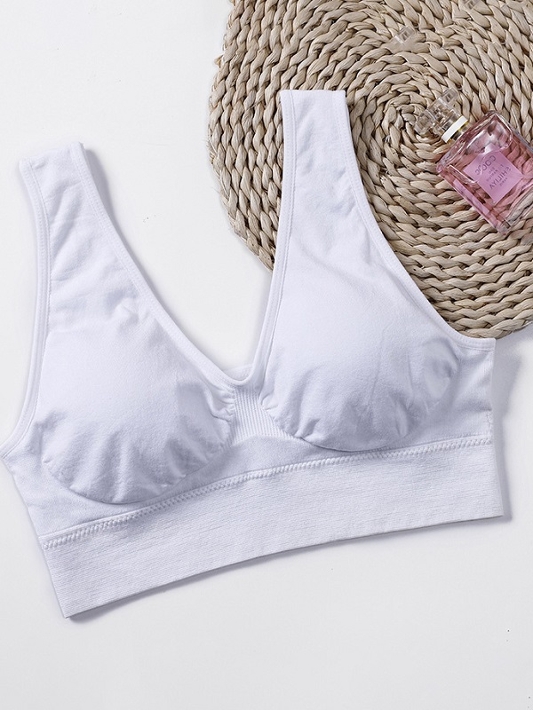 Lace Trim Solid Wire Free Sports Tank Top - Image 4