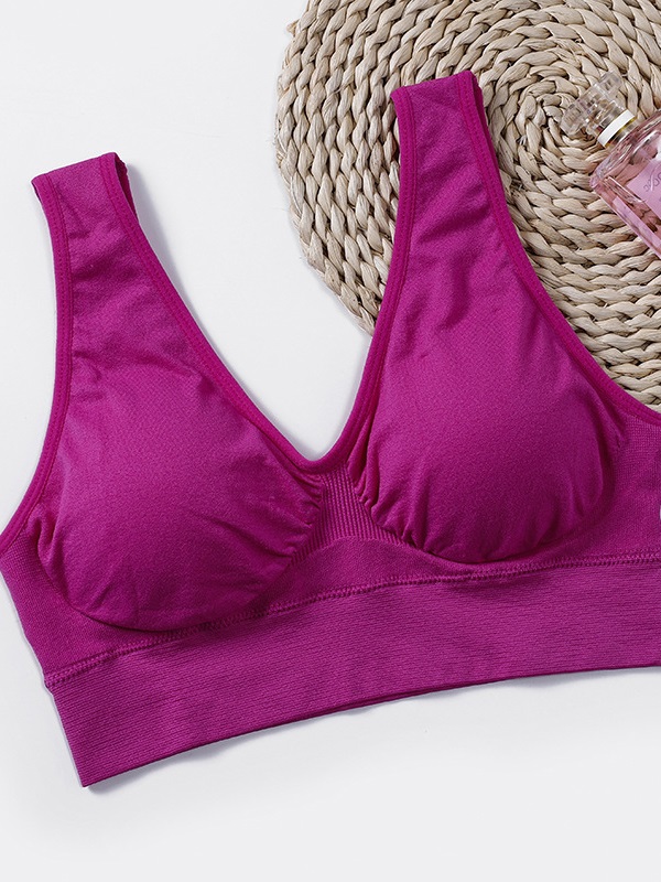 Lace Trim Solid Wire Free Sports Tank Top - Image 5