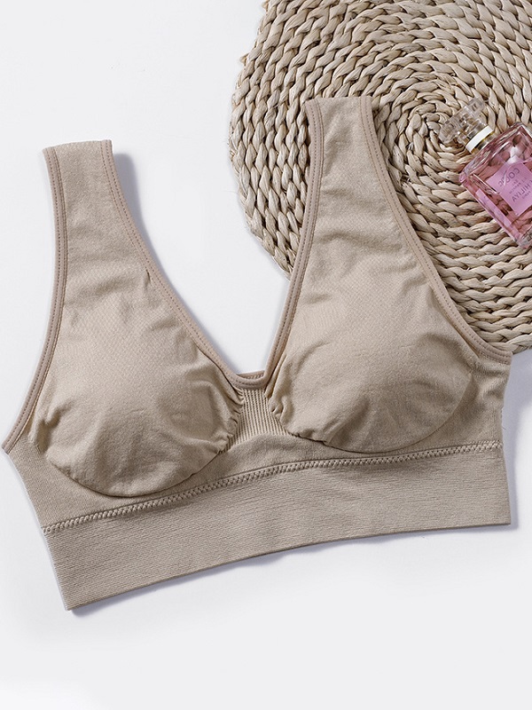 Lace Trim Solid Wire Free Sports Tank Top - Image 6