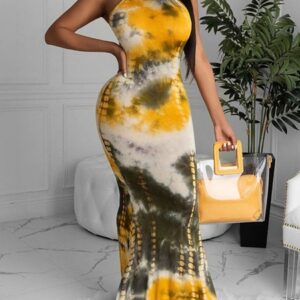 Maxi Dresses Jewel Neck Sleeveless Printed Cut Out Long Dress