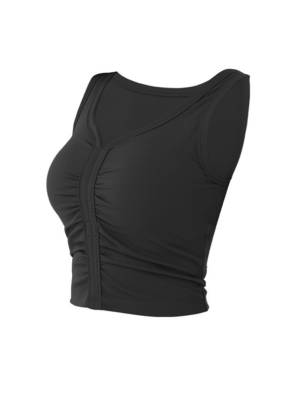 Pure Color Ruched Sports Tank Top - Image 10