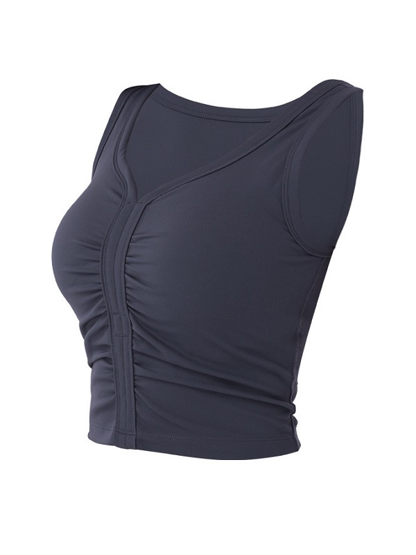 Pure Color Ruched Sports Tank Top - Image 9