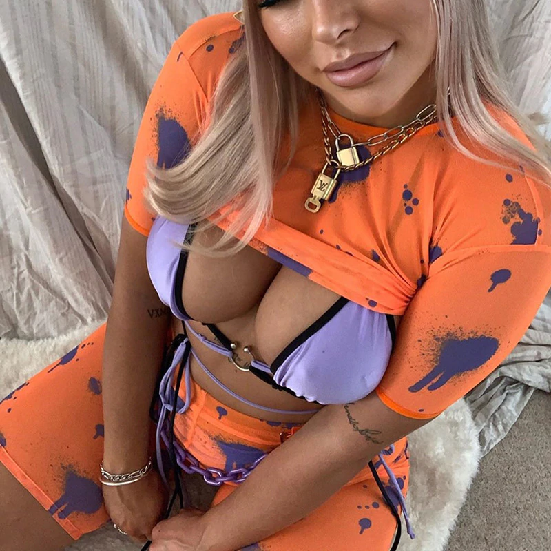 Short Sleeve Crop Top And Hot Shorts - Image 6