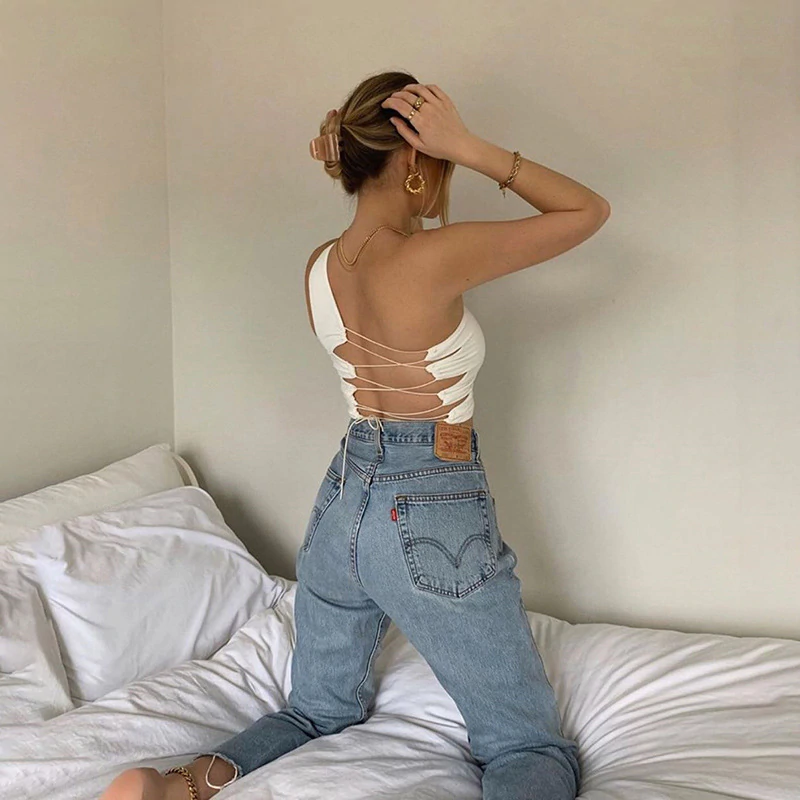 Sleeveless Slim Asymmetrical Solid Tank Top - Image 11