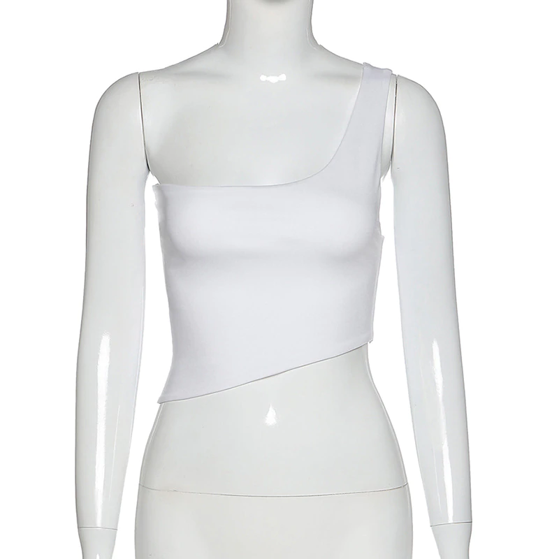 Sleeveless Slim Asymmetrical Solid Tank Top - Image 3