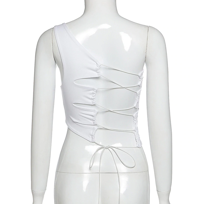 Sleeveless Slim Asymmetrical Solid Tank Top - Image 5