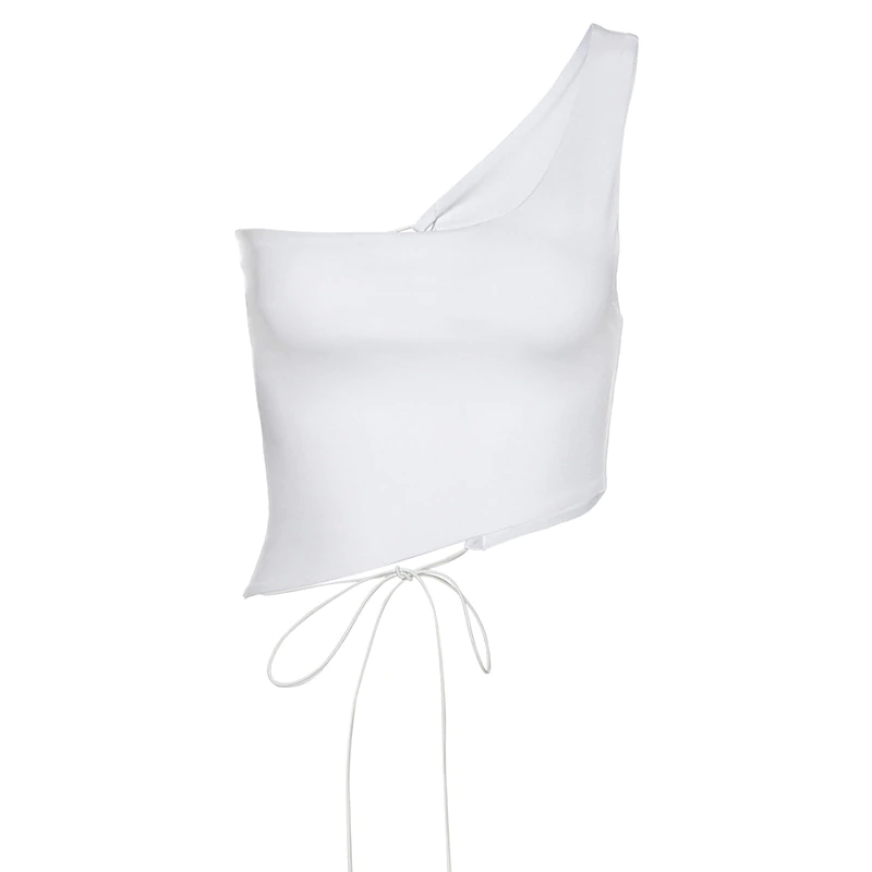 Sleeveless Slim Asymmetrical Solid Tank Top - Image 6