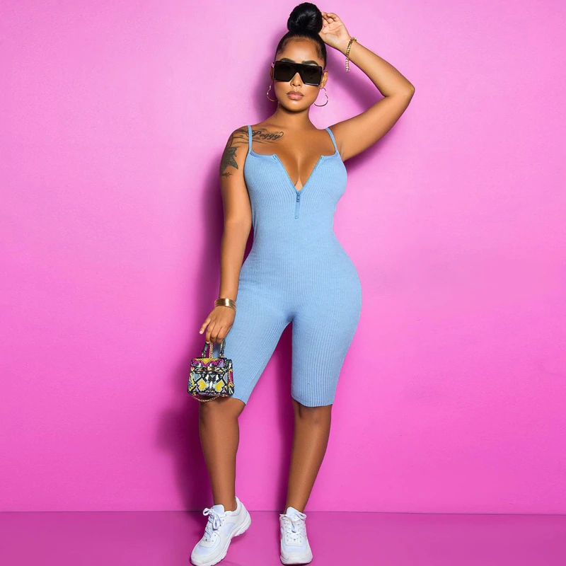 Sleeveless Zipped Sexy Bodycon Playsuit - Image 5