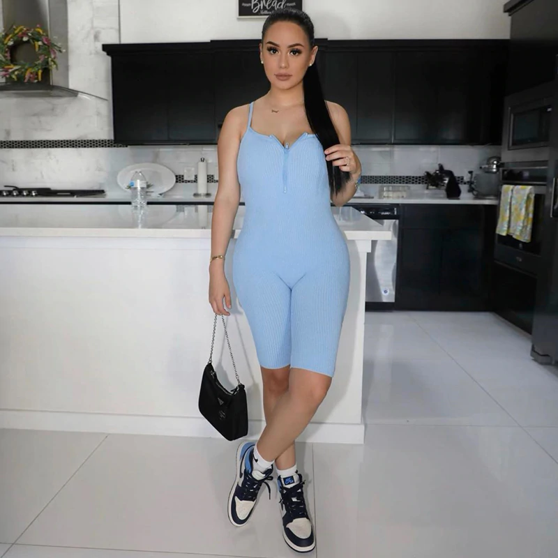 Sleeveless Zipped Sexy Bodycon Playsuit - Image 7