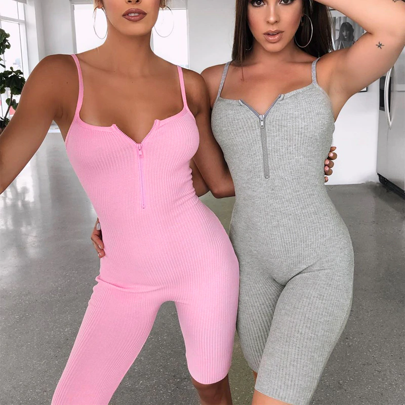 Sleeveless Zipped Sexy Bodycon Playsuit
