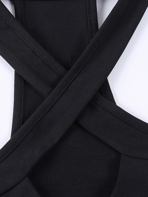 Solid Color Cross Halter Cropped Yoga Tank - Image 10