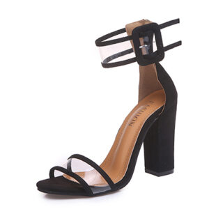 Clear Strap Stiletto Block Heels - TD Mercado