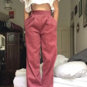 Corduroy Button Solid Casual Pants