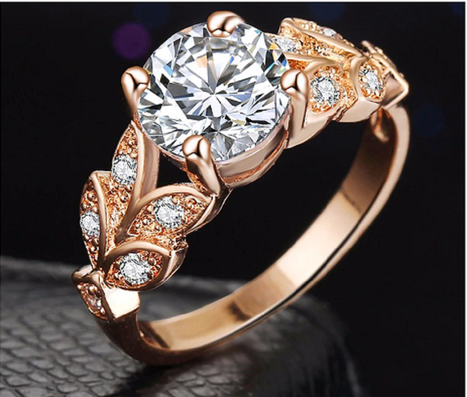 Fashion Leaf Flower Wedding Rings
