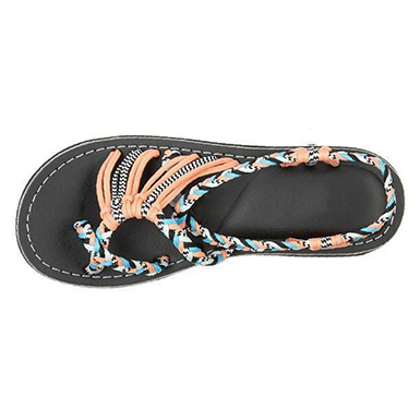 Flat Sandals - Colorful Braided Straps - Image 3