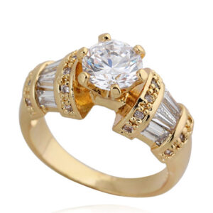 Glass Round Brilliant Bronze Glamorous Fashion Ring