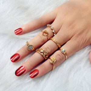 Gold Rings Set Finger Jewelry 7 Piece Jewelry Gift
