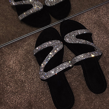 Sparkly Square Toe Sandals - Women's Shoes | SilkFred US