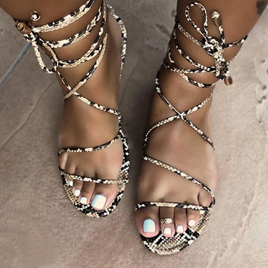 Strappy Flat Sandals - Almond Toes