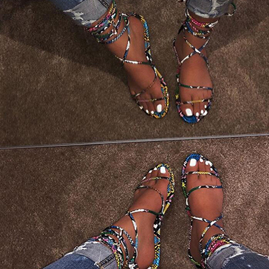 Strappy Flat Sandals - Almond Toes - Image 2