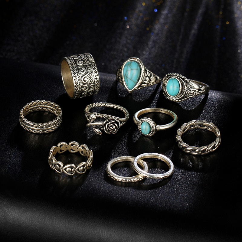 Vintage Tibetan Flower Knuckle Rings Punk Jewellery - Image 9