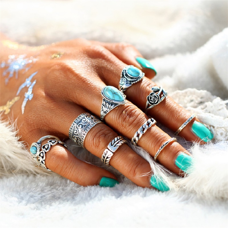 Vintage Tibetan Flower Knuckle Rings Punk Jewellery - Image 2