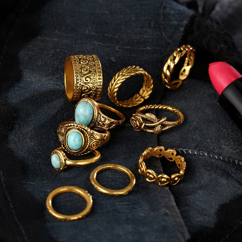 Vintage Tibetan Flower Knuckle Rings Punk Jewellery - Image 6